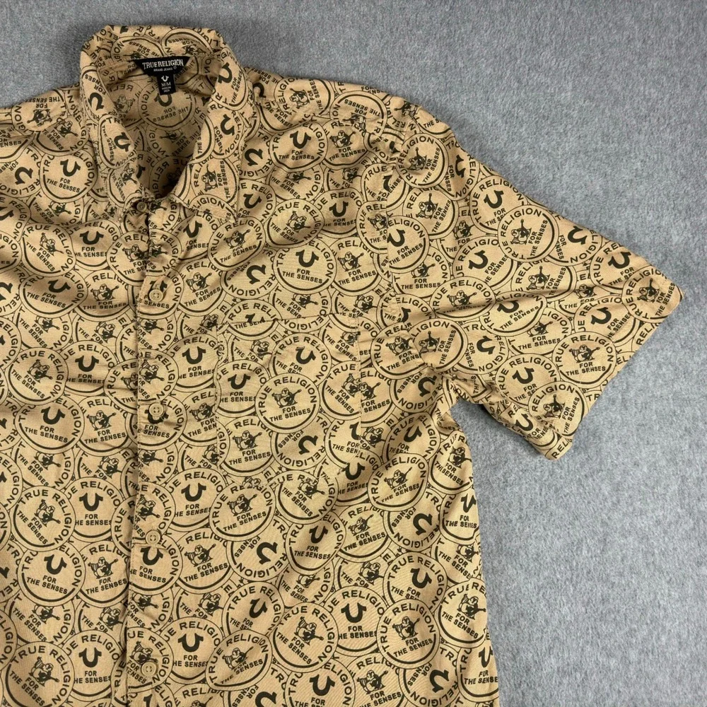 True Religion Camp Collar Resort Shirt Mens M Viscose AOP Hawaiian